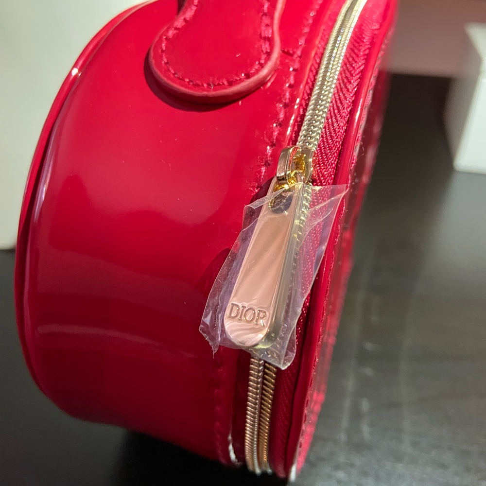 DIOR Beauty Red Cosmetic Makeup Bag Pouch With Handle NEW! - Picture 4 of 7